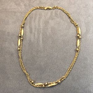 Accessocraft NYC Gold Tone Long Chain Link Beaded Vintage Necklace